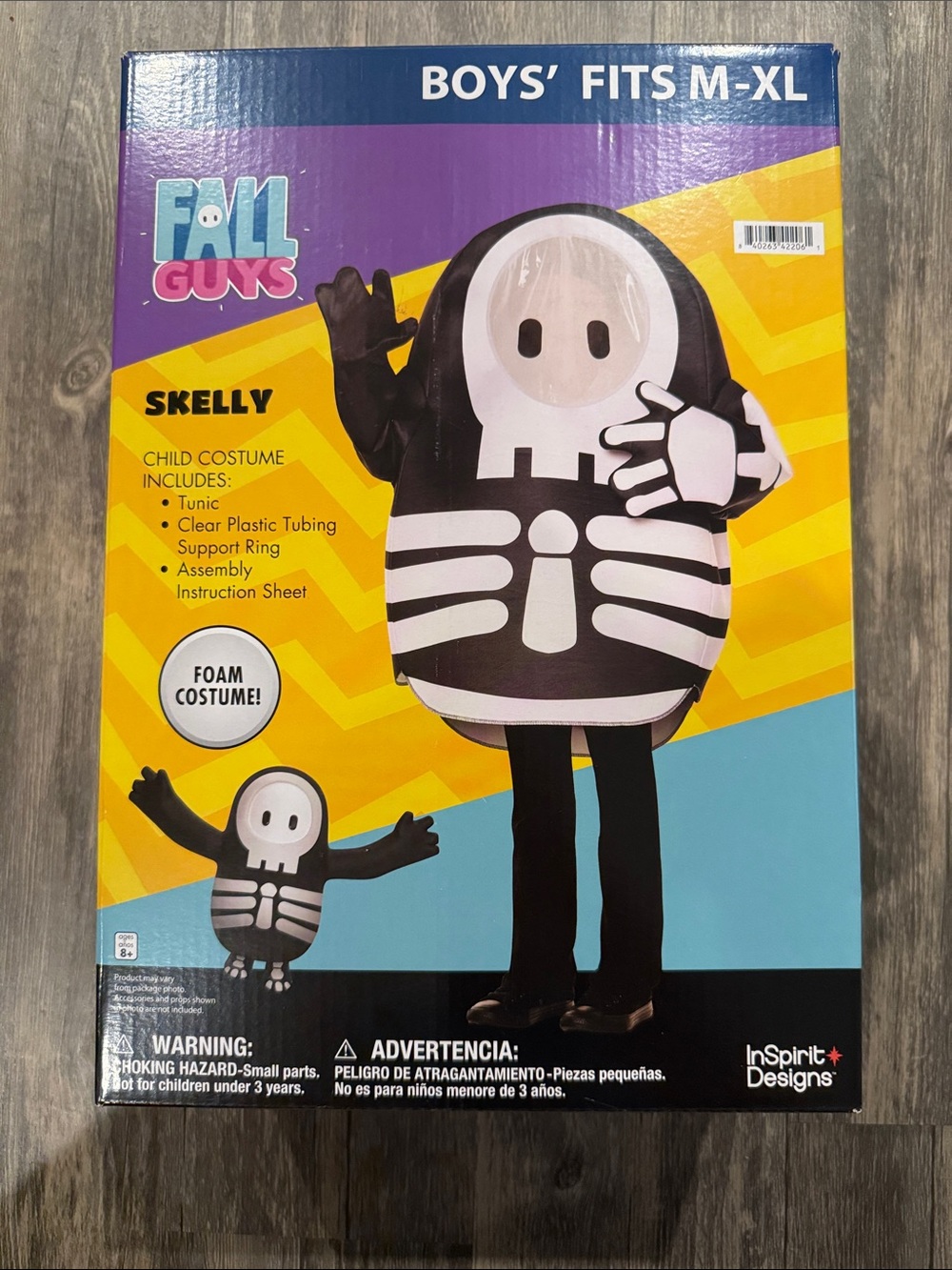 Fall Guys Skelly Foam Halloween Costume - Black & White child size